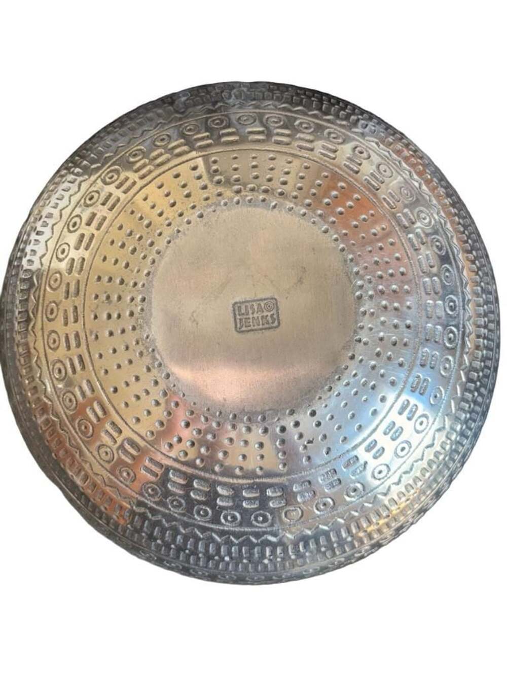 Lisa Jenks Decorative Metal Bowl Textured Silver Finish